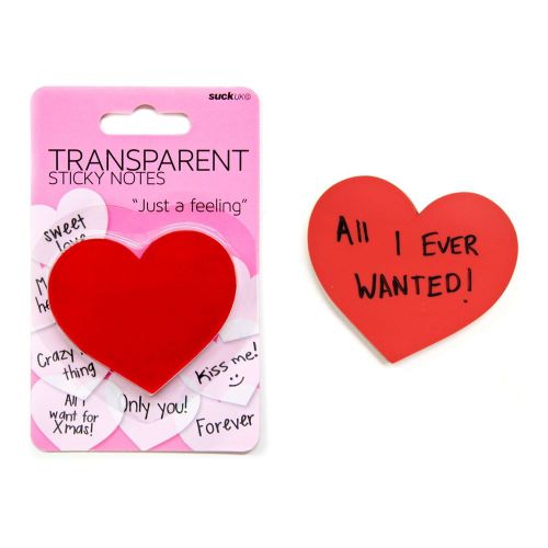 Heart Sticky Notes Transparent Clear Memo Stationary Home Office Gift Suck Uk