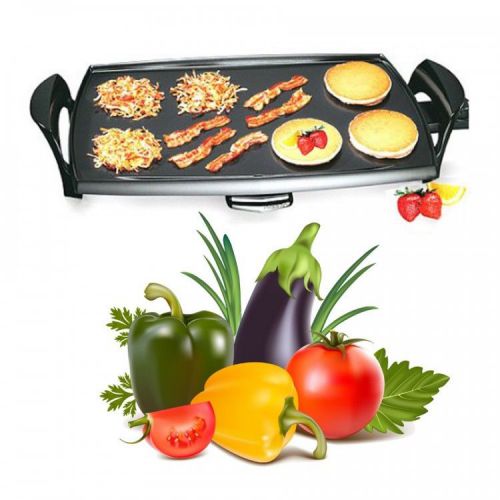 Professional Electric Griddle 22 Inch Non Stick Cooking Indoor Bbq Kitchen Black
