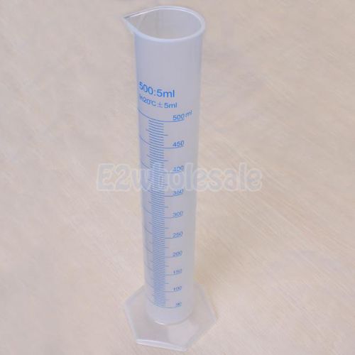 500ml Clear Plastic Graduated Laboratory Lab Test Measuring Measure Cylinder