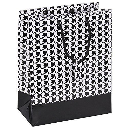 10 pcs Medium Houndstooth Glossy Shopping Paper Gift Sales Tote Bags with Blank