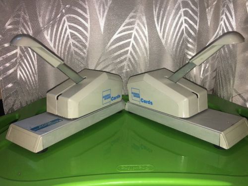 Lot 2 American Express Addressograph Bartizan Pump Handle Credit Card Imprinter