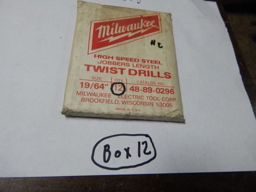 Milwaukee Cat # 48-89-0296  19/64&#034; Twist Drill Bits lot of 12 Pcs unit #2