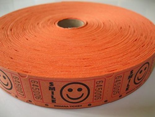 2000 Orange Smile Single Roll Consecutively Numbered Raffle Tickets