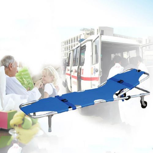 185*50*24cm Blue Foldable Medical Ambulance Emergency Stretcher With Backrest