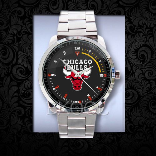 New Chicago Bulls Logo Design On Sport Metal Watch