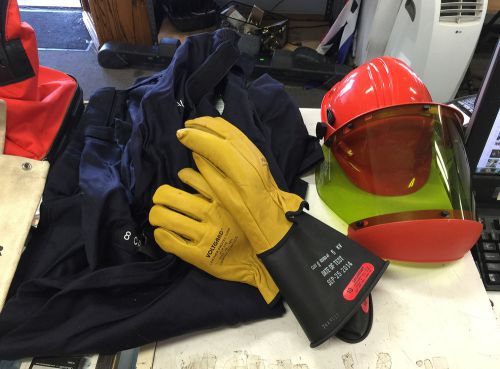 Arc Welding High Voltage Gear Set: 8 Cal Overalls, Jacket, Gloves, Helmet. MINT