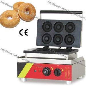 Commercial Nonstick Electric 6pcs 7.5cm Ring Doughnuts Donut Baker Maker Machine