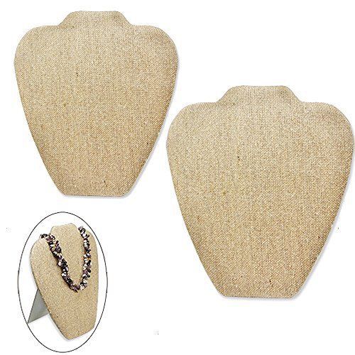 Ikee Design 2 pf Linen Covered Padded Wood Necklace Display With Easel 7 5/8&#034;W x