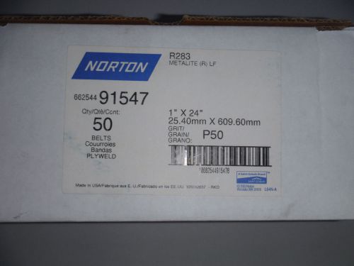 NORTON 1&#034; X 24&#034; / 50 grit sanding belts Metalite (50 Pieces)