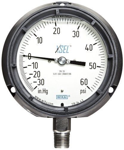 WIKA 9833948 Process Pressure Gauge, Liquid-Filled, Stainless Steel 316L Wetted