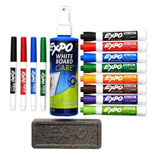 Expo low-odor dry erase markers chisel tip assorted colors 15-piece set 15-pack for sale