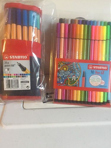 STABILO 30 POINT 68 Broad TIP BRILLIANT COLOR PEN/MARKERS +6 NEONS (#88 c Set A)