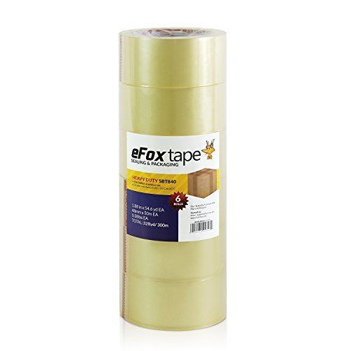 eFox Heavy Duty Shipping and Storage Packaging Tape, 1.88&#034;x54.6 Yd., 6-Rolls