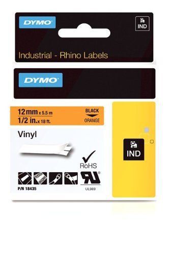 Dymo rhinopro adhesive vinyl label tape, 1/2-inch, 18-foot cassette, orange for sale