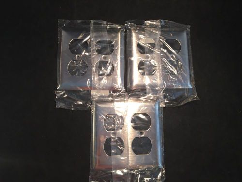 Lot of 3 Outlet Covers for 2-Gang 2-Duplex Receptacles SS82