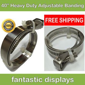 40&#034; Hose Clamp Quick Release Pole Banner Adjustable Banding Heavy Duty - 5 Pack