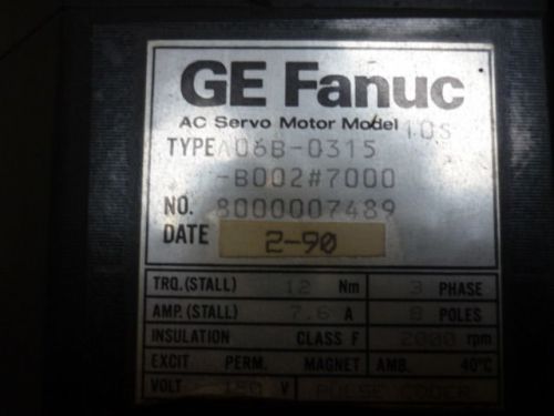 Fanuc a06b-0315-b002#7000 servo motor ac 2500pulse w/keyway for sale