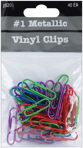 Vinyl Paper Clips 1-1/8 Inch 40/Pkg-Assorted Metallic Colors 085288252006