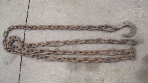 Heavy duty 15&#039; logging chain tow chain rigging chain with hook 1/2&#034; thick links for sale