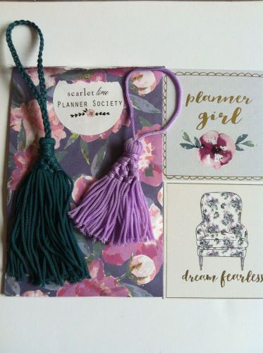 Scarlet Lime Planner Society Tassels &amp; 2 Inspo Cards *exclusive* Sept 2016