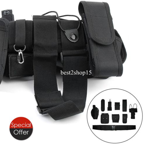 11in1 Set Tactical Police Duty Belt Training Security Guard Utility Kit +Pouch E
