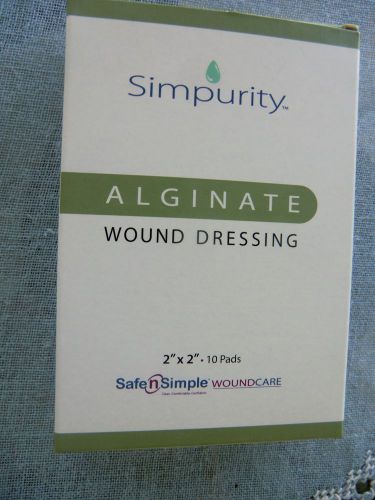 Simpurity Alginate Wound Dressing Box of 10 packs 2&#034; x 2&#034;. Exp. Jan./2020