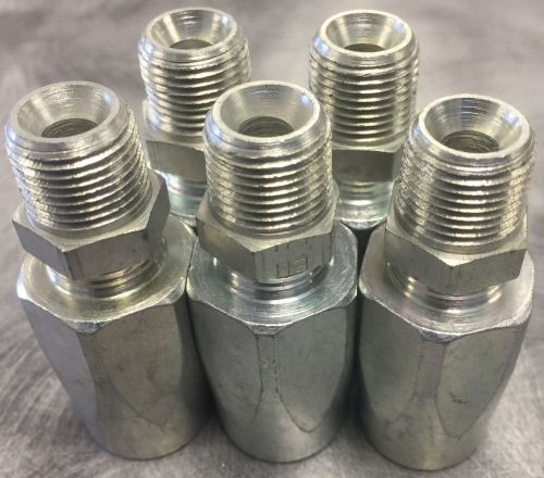 Reusable fittings 3/8&#034; hose x 3/8&#034; male pipe for 2 wire hose r2 lot of 5 for sale