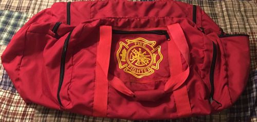 Large fire fighter equipment bag ... red , duffle bag, 5 zippered compartments for sale