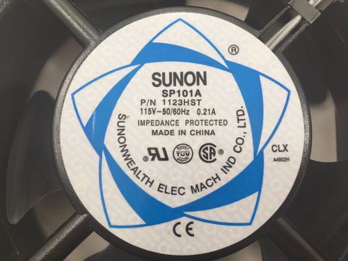 Sunon Metal Frame Ball Bearing Fan 0.21A 115V 1123HST SP101A
