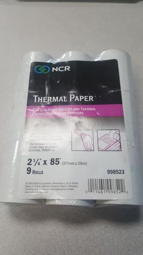 NCR 998523 Thermal Paper Rolls, 2-1/4&#034; x 85 ft, White, 9/Pack