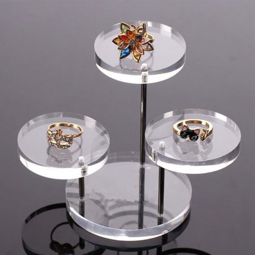 Clear Acrylic Round Table Jewelry Display Showcase Stand Holder