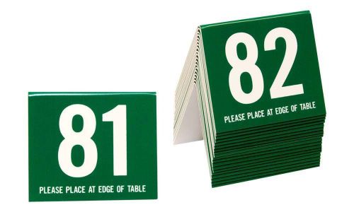 Plastic Table Numbers 81-100, Tent Style, Green w/white number, Free shipping
