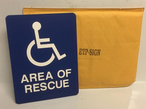 Area of Rescue 8&#034; x 6&#034; Plastic Blue Self Adhesive ETP-Sign Wall Sign Handicap