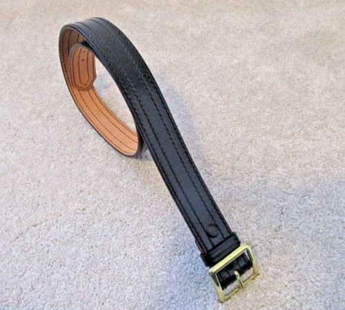 Dutyman 1 3/4&#034; 4 Row Stitch Garrison Belt Black Leather Solid Brass Buckle Sz 40