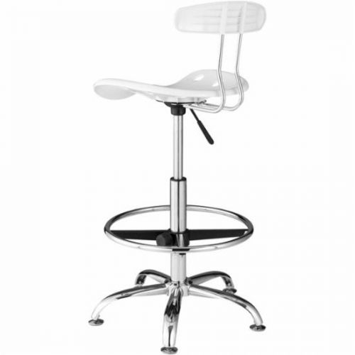 Comfort chrome plated metal plastic chair / stool white for sale