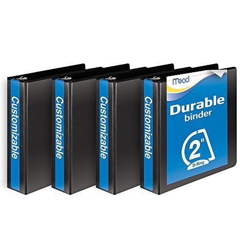 Mead 2-inch d-ring view binder, pack of 4, black (w465-44bpp) for sale