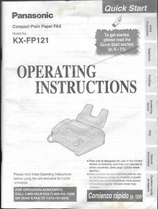 Panasonic Compact Plain Paper FAX Operating Instructions model KX-FP121, 135 pgs