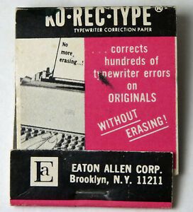 Vintage KO-REC-TYPE typewriter correction paper in matchbook booklet (10 sheets)