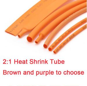 1-50mm 2:1Heat Shrink Tube Orange/Purple Insulat-Sleeving Cable Wire Heatshrink