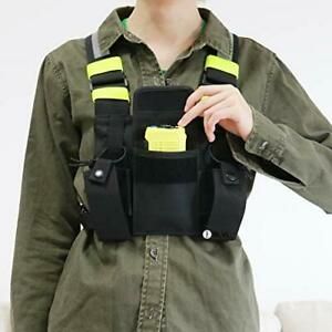 4 Pocket Radio Pocket Chest Harness Front Pack Pouch Holster Fits Motorola
