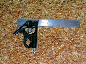 Vintage L. S. Starrett 6&#034; Combination Square &amp; No.4 Blade Hardened  with Scriber