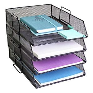 4 Tier Pack Stackable Tray Office Desk Organizer File and Desktop Holder for by