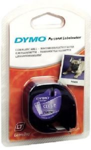 NON FADING ! DYMO LETRATAG LABEL RUBAN TRANSPARENT TAPE PLASTIC CLEAR LT