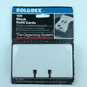 Rolodex Blank Refill Card 2-1/4x4 White Pack Of 100 Cards CB-24 HG44