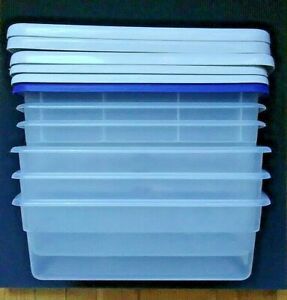 6 Pack Sterilite Medium Nesting ShowOffs Clear Tub Storage with Lid 6 qt &amp; 4qt