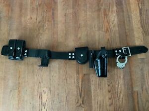 High Gloss Leather Police Duty Belt With Pouches 