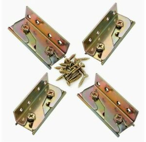 4 Sets Bed Rail Brackets Heavy Duty No-Mortise Fittings Wooden Frame Connectors