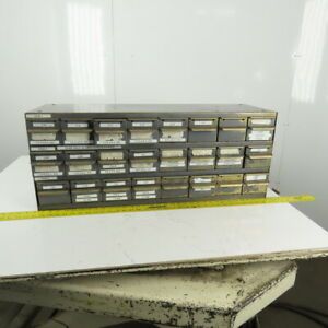 Equipto 24 Drawer Industrial Metal Small Parts Bin Storage Cabinet 34x11x13-1/2&#034;