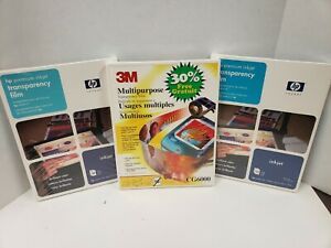 3X New 3M &amp; HP Transparency Film Colored Ink Jet Printers 165 Sheets All Sealed