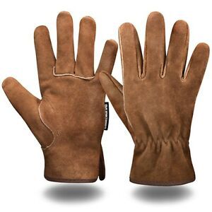 COREGROUND Leather Safety Work Gloves Gardening Carpenter Thorn Proof Truck D...